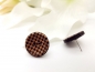 Preview: schwarz Karo Knopf Ohrstecker Holz Button
